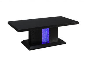 Homeroots 26" X 50" X 18" Black Led Wood Glass Coffee Table   347405