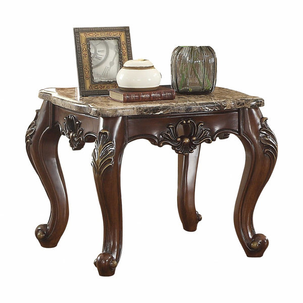 HomeRoots 24" Dark Walnut Faux Marble Square End Table - Chic Design, Versatile Functionality for Any Space 347412