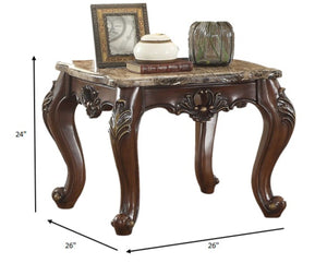 HomeRoots 24" Dark Walnut Faux Marble Square End Table - Chic Design, Versatile Functionality for Any Space 347412