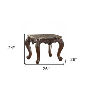 HomeRoots 24" Dark Walnut Faux Marble Square End Table - Chic Design, Versatile Functionality for Any Space 347412