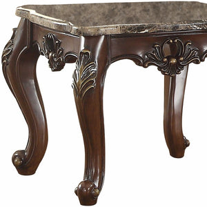 HomeRoots 24" Dark Walnut Faux Marble Square End Table - Chic Design, Versatile Functionality for Any Space 347412