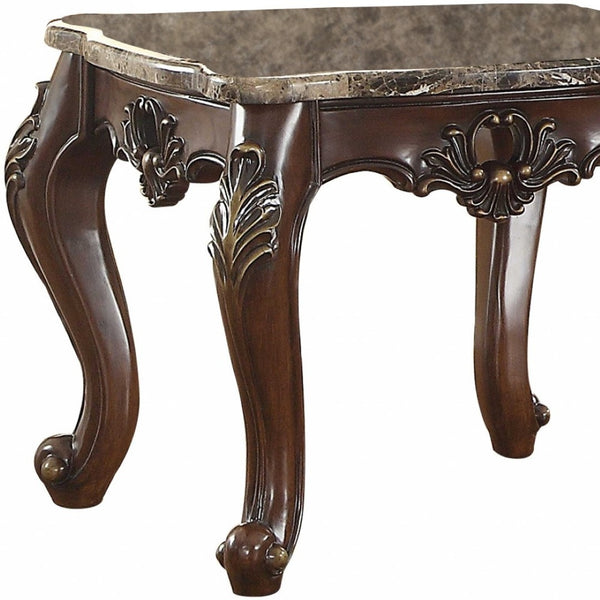 HomeRoots 24" Dark Walnut Faux Marble Square End Table - Chic Design, Versatile Functionality for Any Space 347412