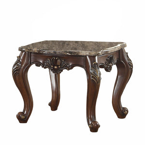 HomeRoots 24" Dark Walnut Faux Marble Square End Table - Chic Design, Versatile Functionality for Any Space 347412
