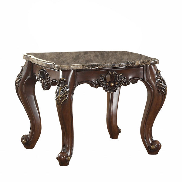 HomeRoots 24" Dark Walnut Faux Marble Square End Table - Chic Design, Versatile Functionality for Any Space 347412
