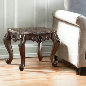 HomeRoots 24" Dark Walnut Faux Marble Square End Table - Chic Design, Versatile Functionality for Any Space 347412