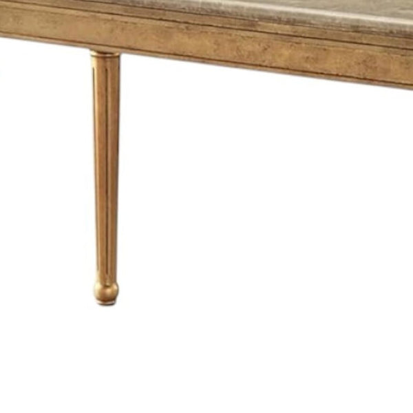 HomeRoots 57" Brown and Gold Marble Console Table - Unique Veining, Stylish Design for Entryway & Living Room 347417