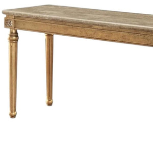HomeRoots 57" Brown and Gold Marble Console Table - Unique Veining, Stylish Design for Entryway & Living Room 347417