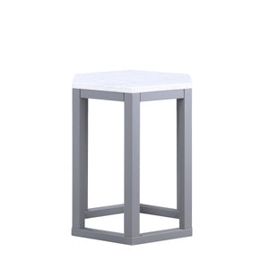 Homeroots Set Of Two Gray Hexagonal Marble Top End Tables   347427