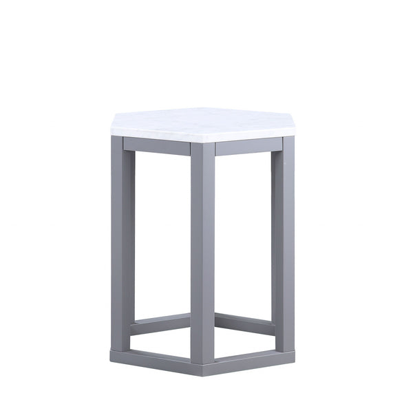 Homeroots Set Of Two Gray Hexagonal Marble Top End Tables   347427