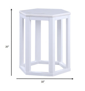 Homeroots 16" X 18" X 20" White Marble Wood 2pc Pk End Table   347430