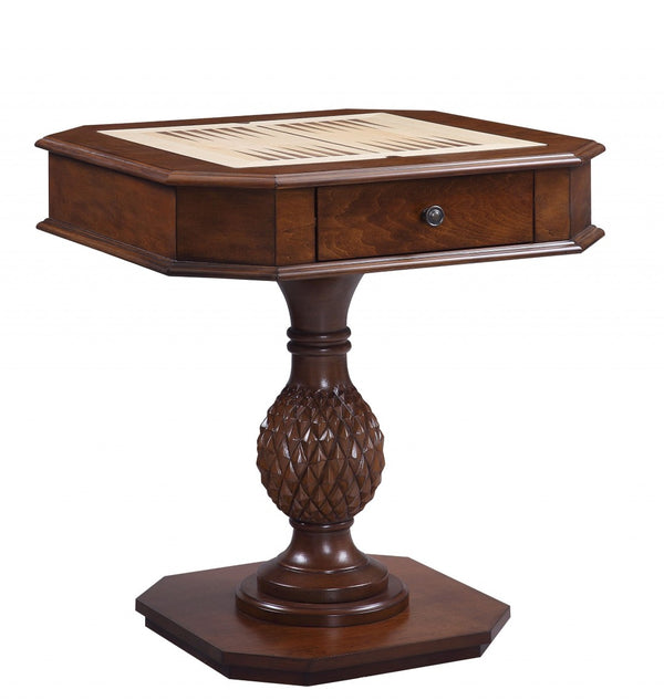 HomeRoots 28" Brown Octagon Console Table with Drawer - Modern Geometric Design for Stylish Entryway Storage 347432