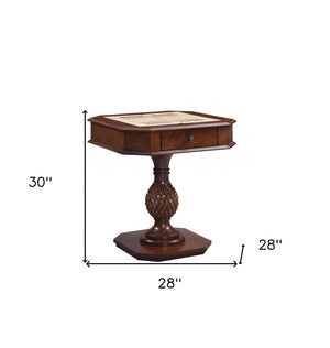 HomeRoots 28" Brown Octagon Console Table with Drawer - Modern Geometric Design for Stylish Entryway Storage 347432