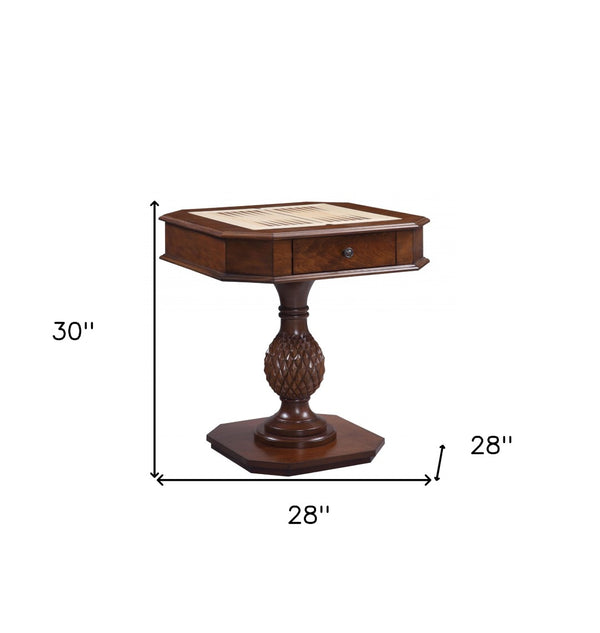 HomeRoots 28" Brown Octagon Console Table with Drawer - Modern Geometric Design for Stylish Entryway Storage 347432