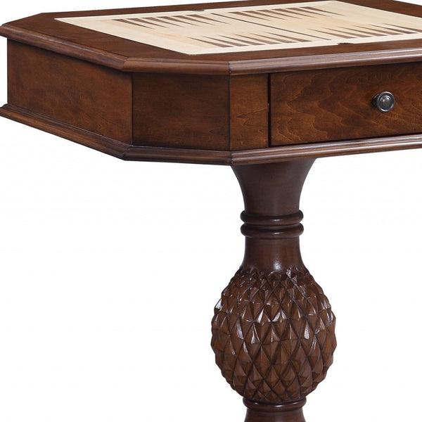 HomeRoots 28" Brown Octagon Console Table with Drawer - Modern Geometric Design for Stylish Entryway Storage 347432