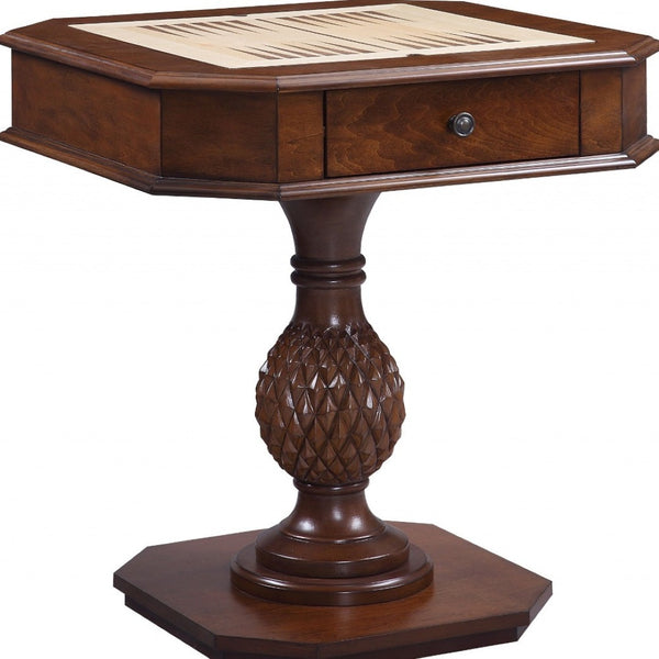 HomeRoots 28" Brown Octagon Console Table with Drawer - Modern Geometric Design for Stylish Entryway Storage 347432