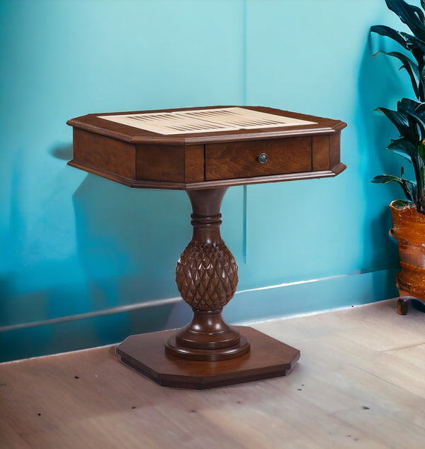 HomeRoots 28" Brown Octagon Console Table with Drawer - Modern Geometric Design for Stylish Entryway Storage 347432