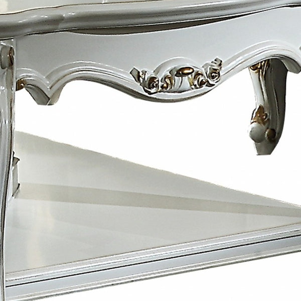 Homeroots 36" X 55" X 20" Antique Pearl Wood Poly-resin Coffee Table Antique Pearl  347444