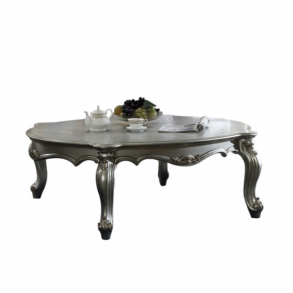 Homeroots 47" Antique Platinum Wood Poly Resin  Coffee Table Antique Platinum  347445