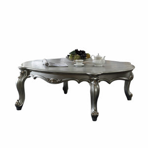 Homeroots 47" Antique Platinum Wood Poly Resin  Coffee Table Antique Platinum  347445