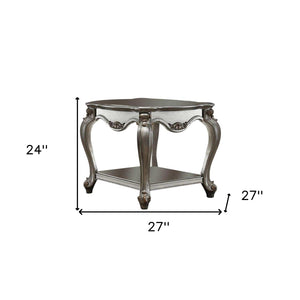 HomeRoots 24" Gray Solid Wood End Table with Shelf - Rustic Charm, Durable Design, Perfect for Any Space 347446