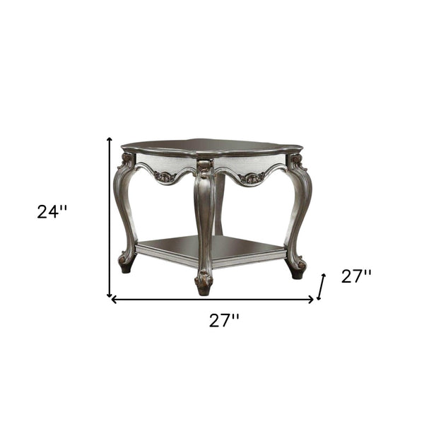 HomeRoots 24" Gray Solid Wood End Table with Shelf - Rustic Charm, Durable Design, Perfect for Any Space 347446
