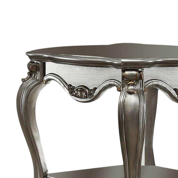 HomeRoots 24" Gray Solid Wood End Table with Shelf - Rustic Charm, Durable Design, Perfect for Any Space 347446