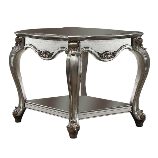 HomeRoots 24" Gray Solid Wood End Table with Shelf - Rustic Charm, Durable Design, Perfect for Any Space 347446
