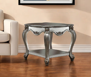 HomeRoots 24" Gray Solid Wood End Table with Shelf - Rustic Charm, Durable Design, Perfect for Any Space 347446