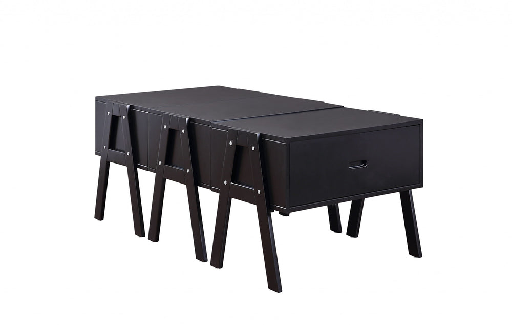 Homeroots 48" Black Convertible Coffee Table With Three Drawers   347448