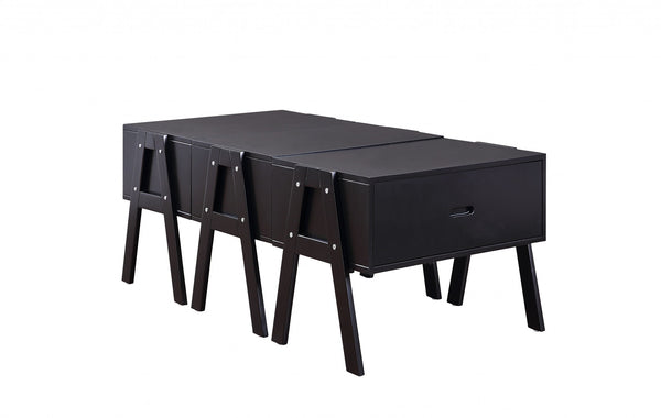 Homeroots 48" Black Convertible Coffee Table With Three Drawers   347448