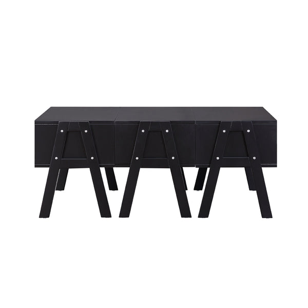 Homeroots 48" Black Convertible Coffee Table With Three Drawers   347448
