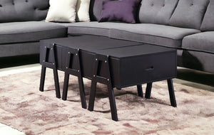 Homeroots 48" Black Convertible Coffee Table With Three Drawers   347448