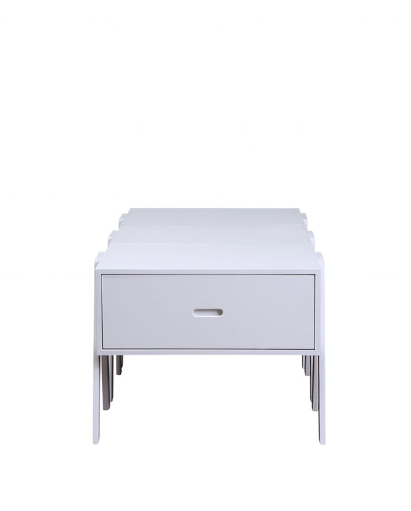 Homeroots Sleek White Rectangular Convertible Coffee Table   347449