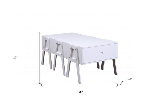 Homeroots Sleek White Rectangular Convertible Coffee Table   347449
