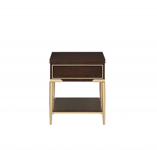 Homeroots 24" X 22" X 26" Cherry Metal Wood End Table   347456