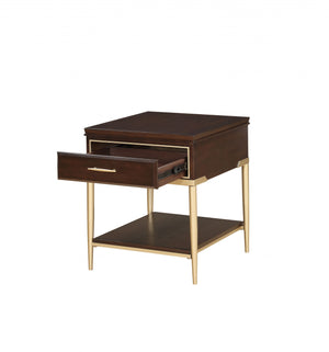 Homeroots 24" X 22" X 26" Cherry Metal Wood End Table   347456