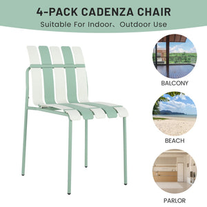 English Elm Summer 5 Piece Outdoor Dining Set Waterproof Pp Stackable Chairs Rust Proof Metal Legs W3450S00114