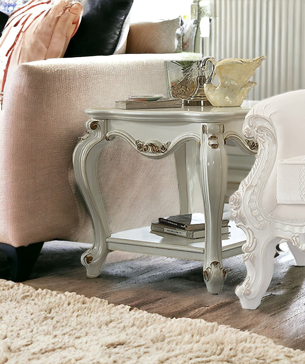 HomeRoots 24" Light Gray Solid Wood End Table with Spacious Shelf - Modern Design for Versatile Living Spaces 347461
