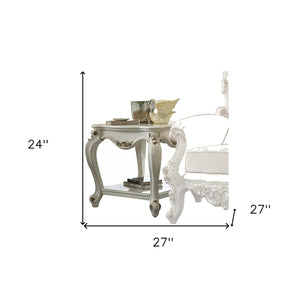 HomeRoots 24" Light Gray Solid Wood End Table with Spacious Shelf - Modern Design for Versatile Living Spaces 347461