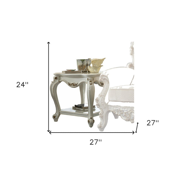 HomeRoots 24" Light Gray Solid Wood End Table with Spacious Shelf - Modern Design for Versatile Living Spaces 347461