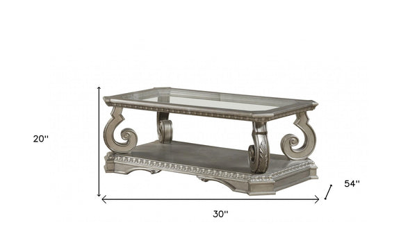 Homeroots 30" Glass And Solid Wood Coffee Table With Shelf   347462