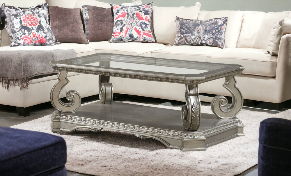 Homeroots 30" Glass And Solid Wood Coffee Table With Shelf   347462