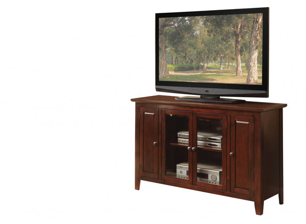 Homeroots 17" X 52" X 33" Espresso Wood Glass Tv Stand For Flat Screen Tvs Up To 60'  Solid And Manufactured Wood 347475
