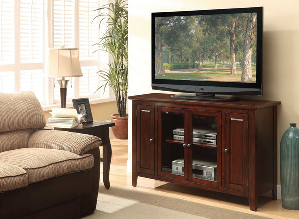 Homeroots 17" X 52" X 33" Espresso Wood Glass Tv Stand For Flat Screen Tvs Up To 60'  Solid And Manufactured Wood 347475