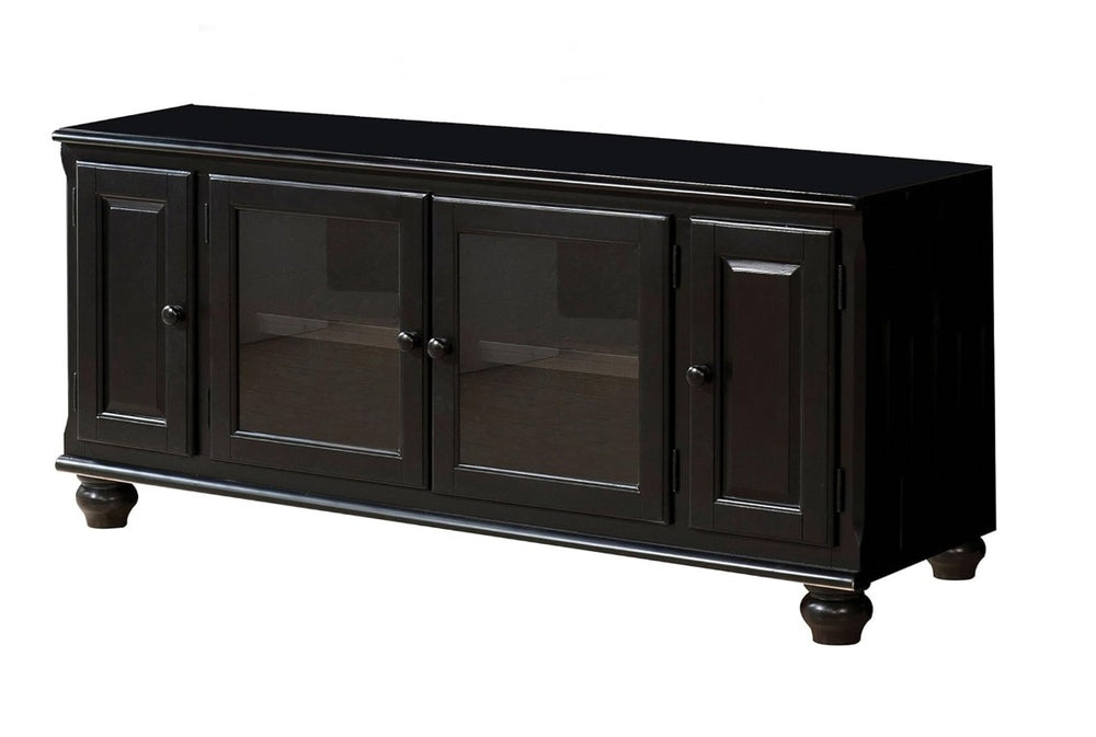 HomeRoots 58 Inch Black Wood Tv Stand with Enclosed Cabinet Storage for Living Room Displays 347478