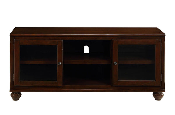 Homeroots 58" Brown Enclosed And Open Storage Wood And Glass Tv Stand Walnut Wood And Glass 347480