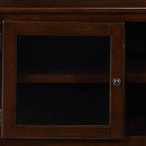 Homeroots 58" Brown Enclosed And Open Storage Wood And Glass Tv Stand Walnut Wood And Glass 347480