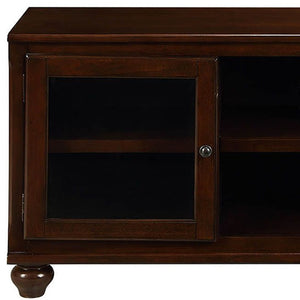 Homeroots 58" Brown Enclosed And Open Storage Wood And Glass Tv Stand Walnut Wood And Glass 347480