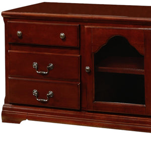 Homeroots 58" Brown Solid And Manufactured Wood Enclosed And Open Storage Tv Stand Cherry Solid And Manufactured Wood 347481