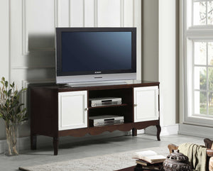Homeroots 21" X 61" X 28" Walnut White Wood Tv Stand  Solid Wood 347483